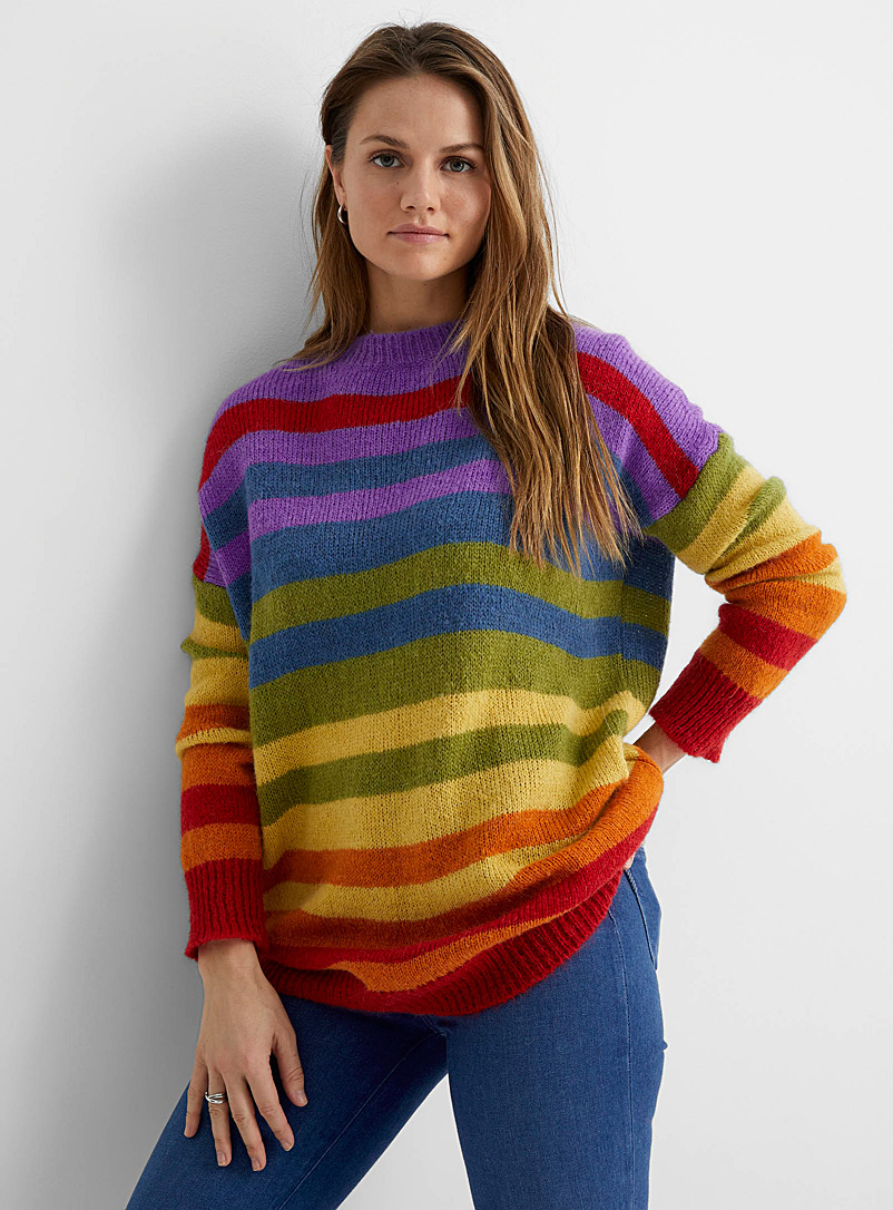 Contemporaine Assorted Rainbow stripe sweater for women