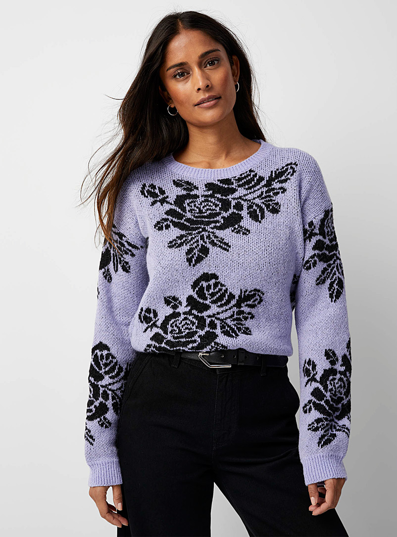 Contemporaine Lilac Brushed floral jacquard sweater for women