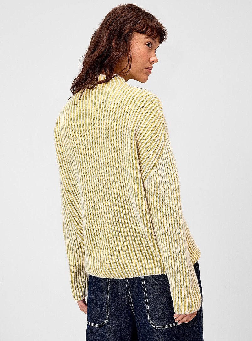 Two-tone rib funnel-neck sweater | Twik | Stripes & Patterns | Simons