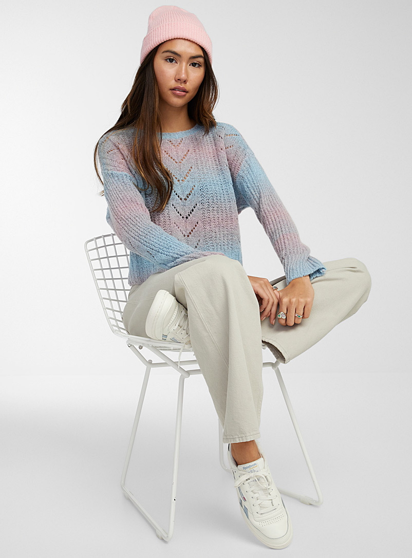 Twik Patterned Red Graded pointelle knit sweater for women