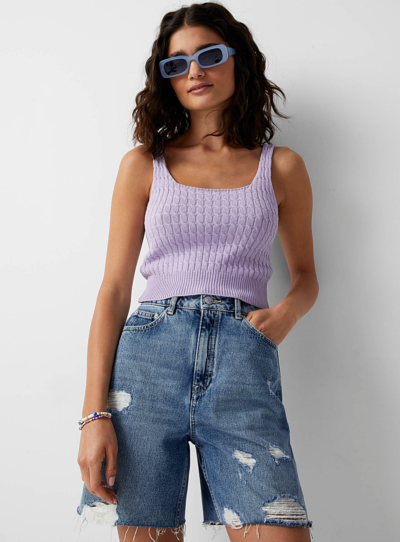 Twik Lilacs Cable-knit cropped cami for women