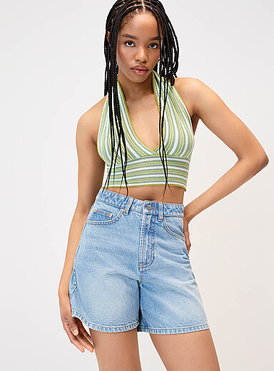 La camisole licou tricot rayures tricolores