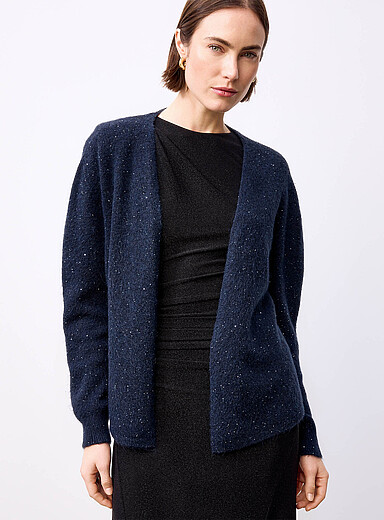 Contemporaine Navy Sequined open cardigan <b>Exclusive collection from Italy</b> for women
