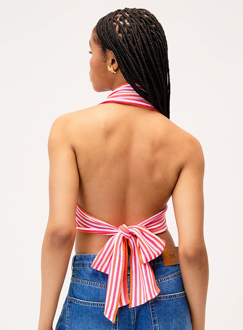Tricolour striped knit halter cami product image 2