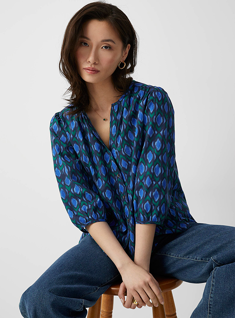 Contemporaine Patterned Blue Optical mosaic shirt for women