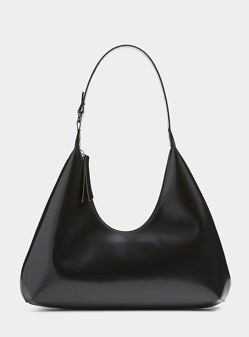 BY FAR: Le sac cuir lisse Amber Noir pour femme