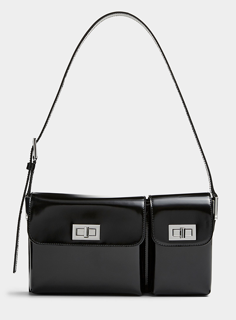 BY FAR Black Billy leather flap bag for women