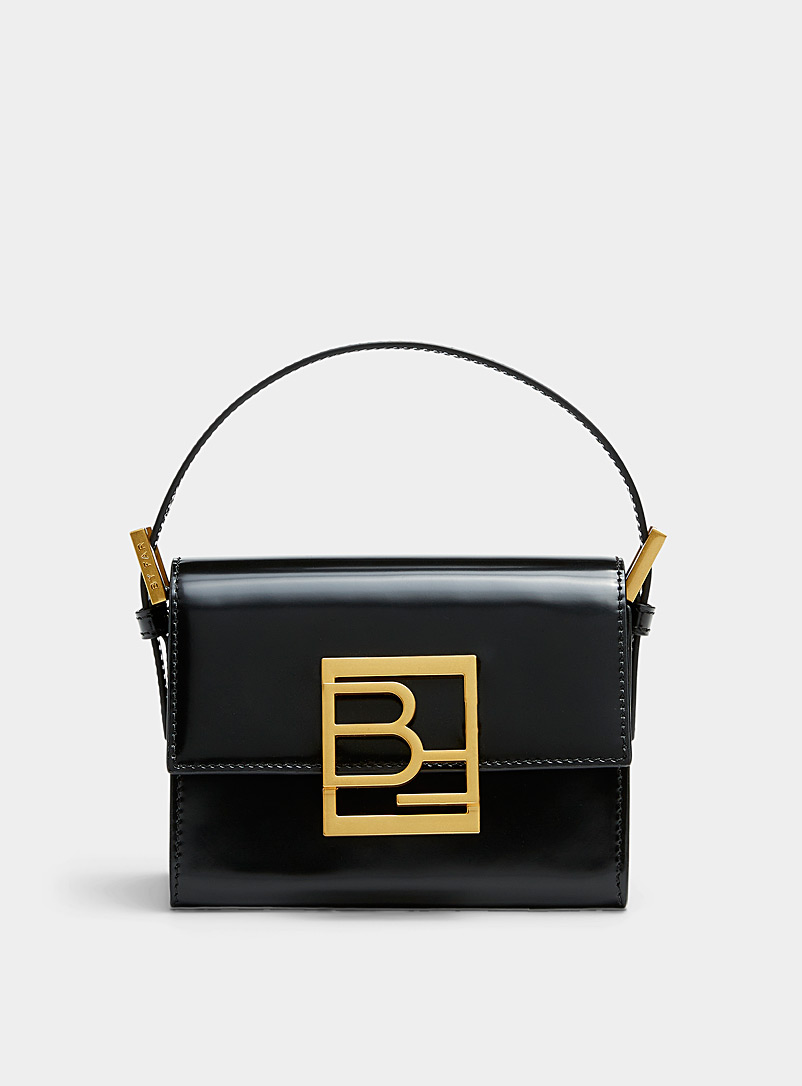 BY FAR Black Fran gold-buckle mini leather bag for women