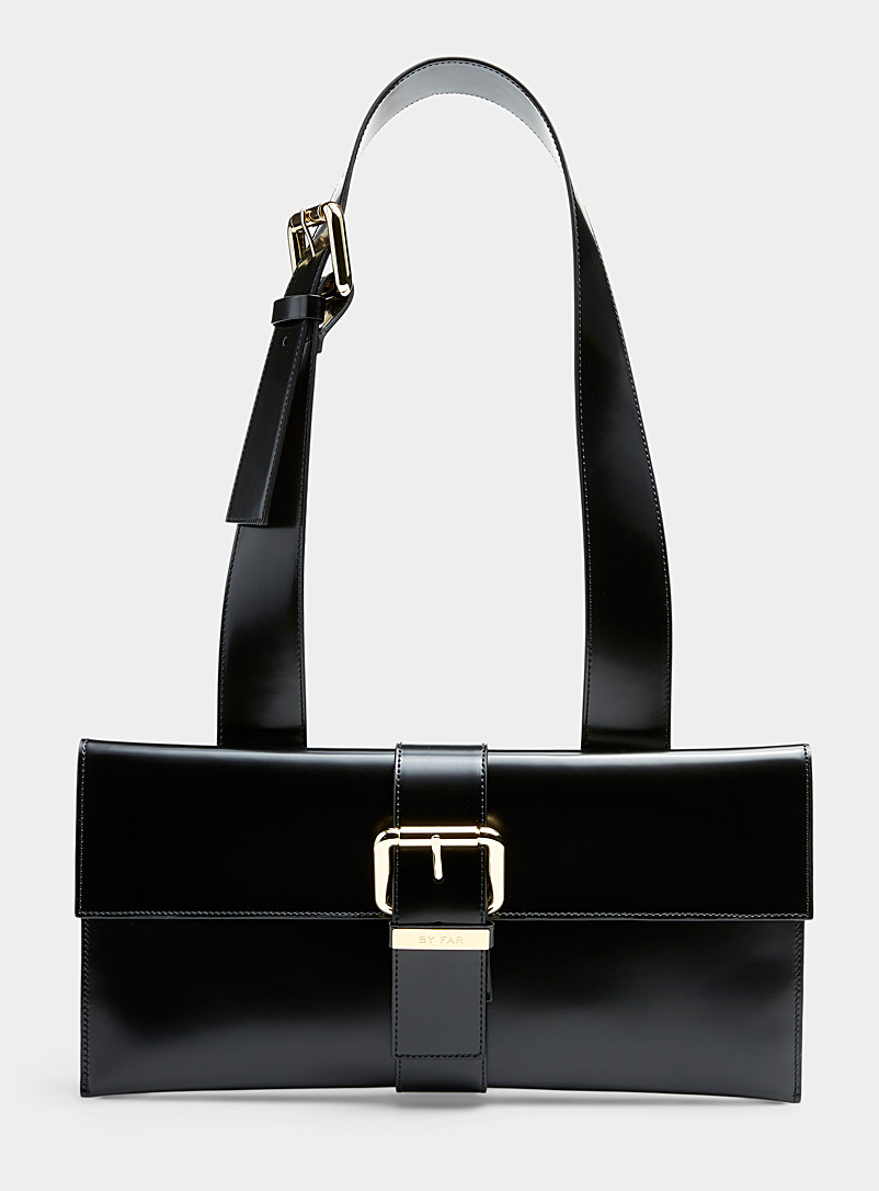 BY FAR Black Carol leather envelope bag for women