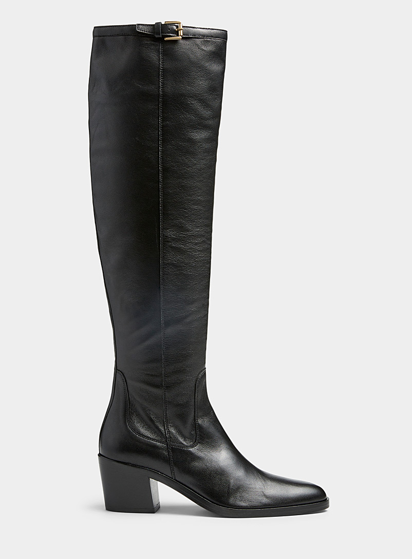 BY FAR Black Esteban knee-high heeled boot Women for women