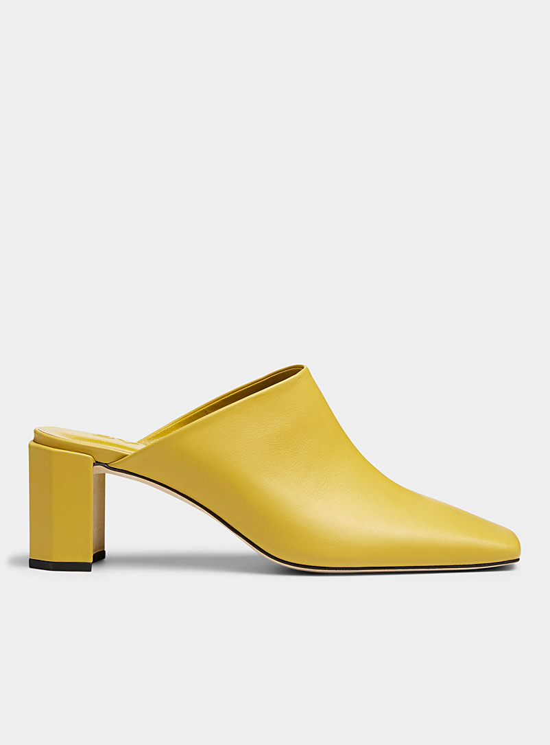 BY FAR Medium Yellow Sanya square-toe slippers Women for women