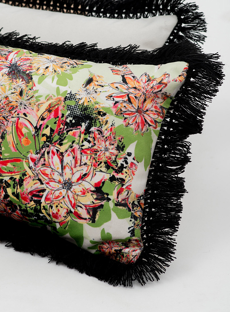 Très dion Black and White Rectangular floral cushion 28 x 53.5 cm