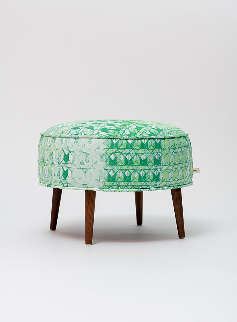 Très dion Green Tangy Prelude indoor-outdoor retro pouf