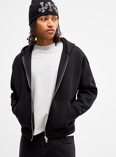 Djab Black Oversized zip-up hoodie <b>Imported from Seoul</b> for men