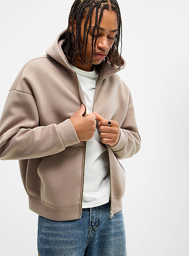 Djab Taupe Oversized zip-up hoodie <b>Imported from Seoul</b> for men