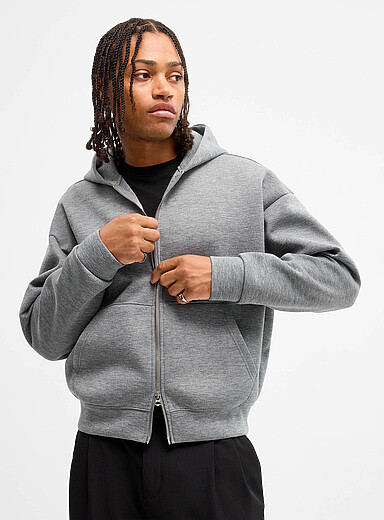 Djab Charcoal Oversized zip-up hoodie <b>Imported from Seoul</b> for men