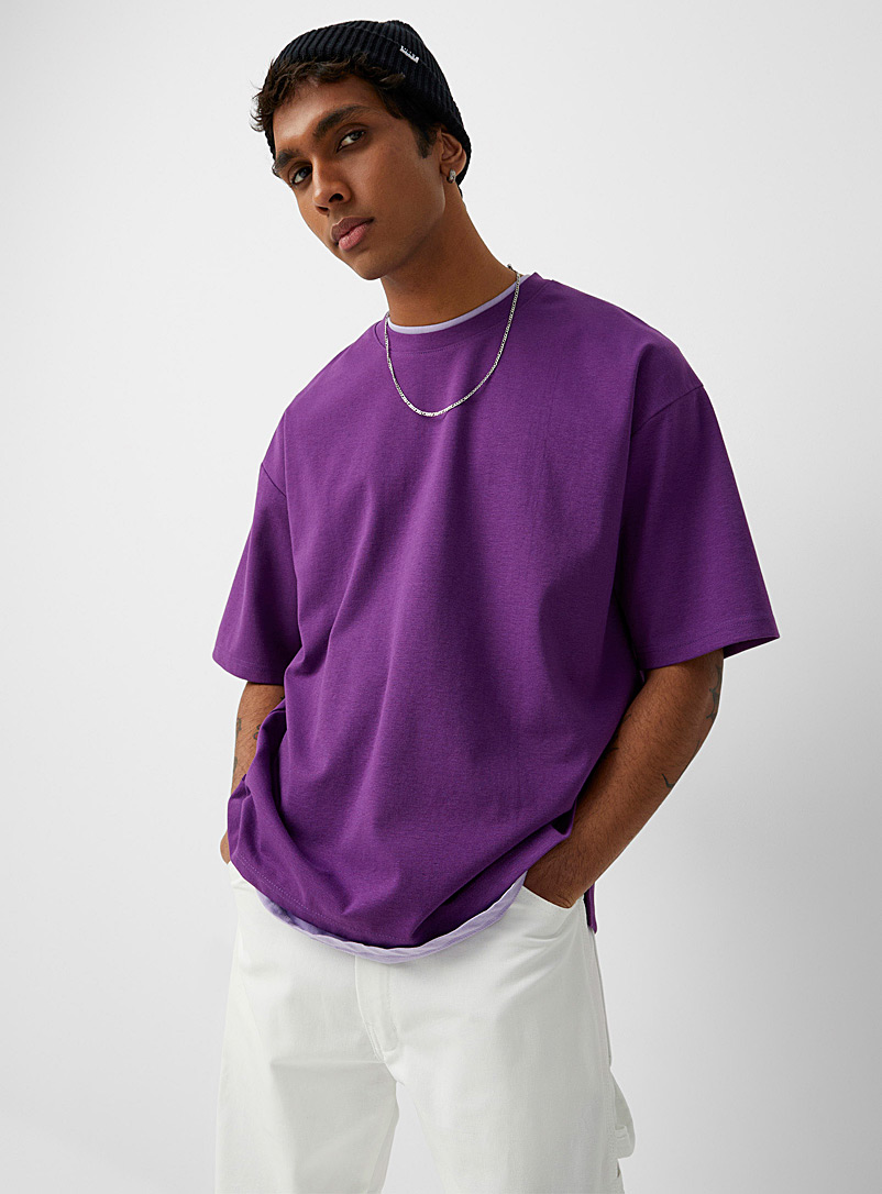 Djab: Le t-shirt carré ample Violet pour homme