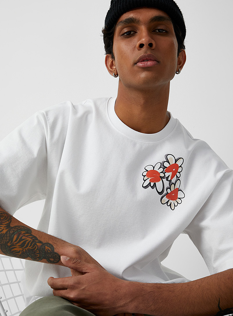 Djab: Le t-shirt carré le papillon perplexe Blanc pour homme