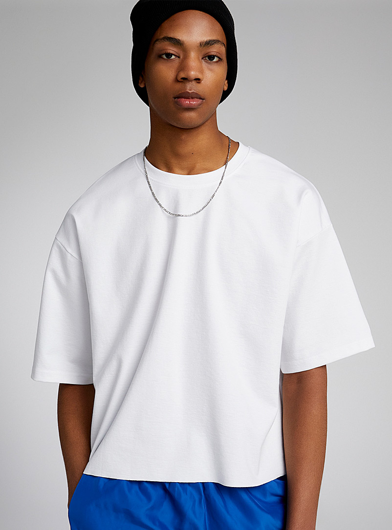 Djab: Le t-shirt coupé ample Blanc pour homme