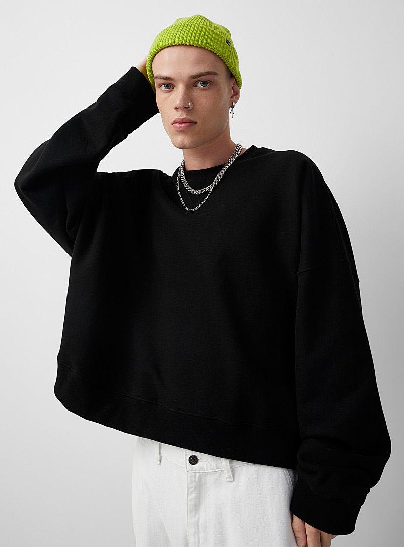Djab Black Cropped oversized sweatshirt for men