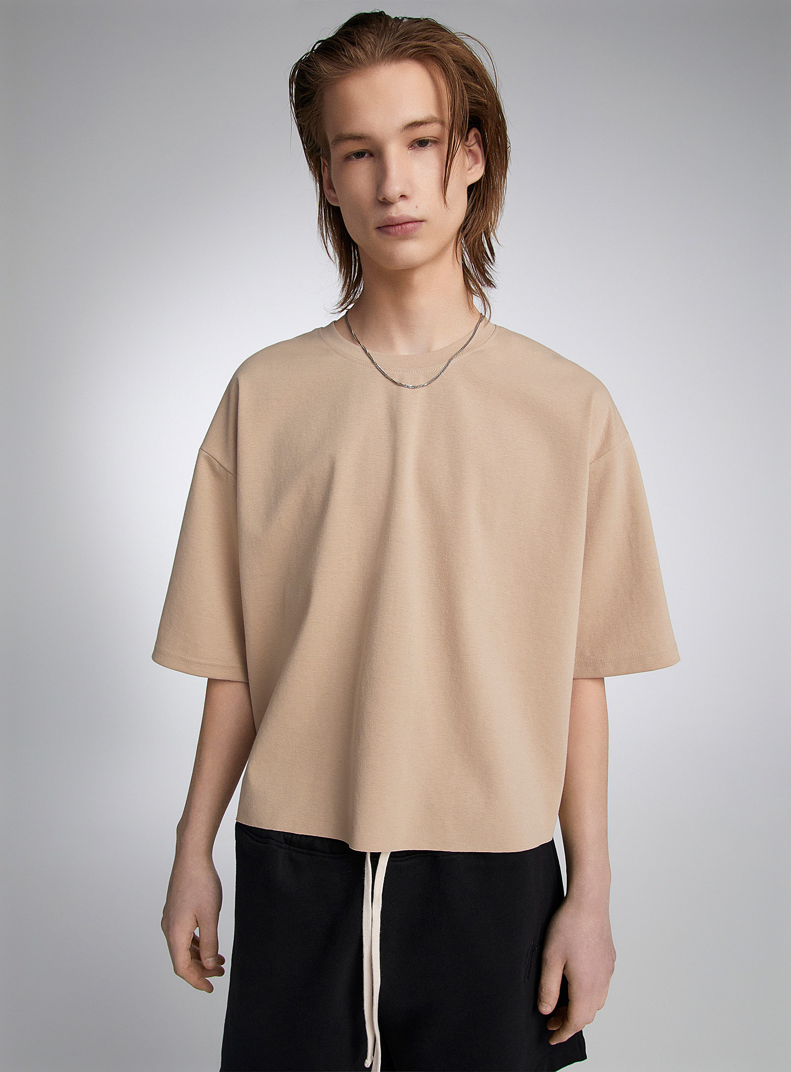 Djab Loose Cropped T-shirt In Fawn