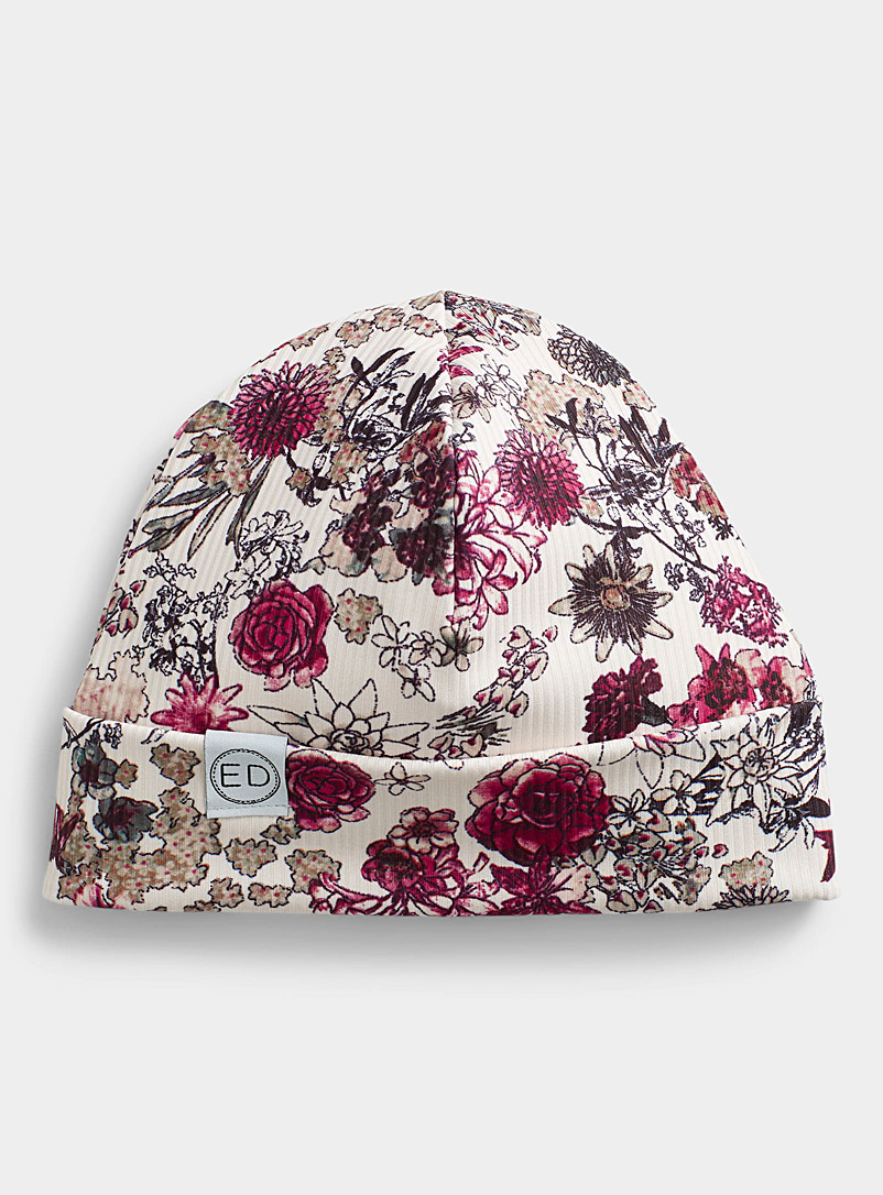 EDdesign Patterned White Floral tapestry tuque for women
