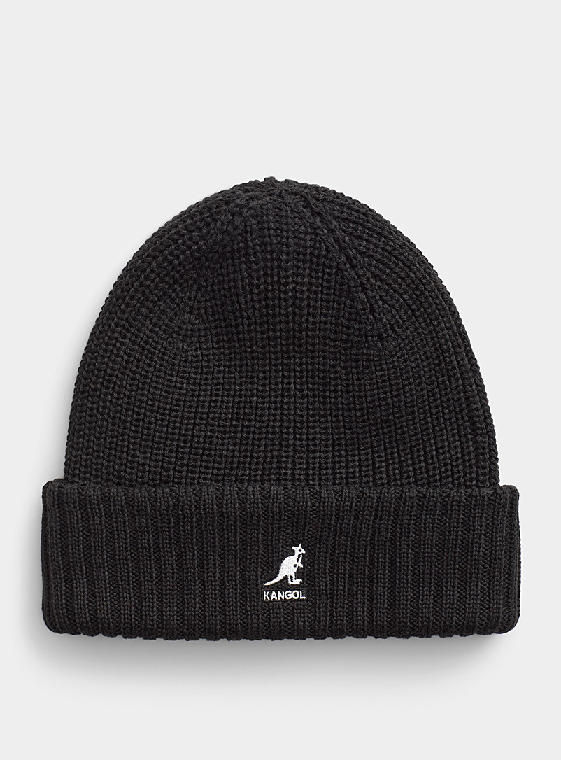Kangol Black Solid ribbed tuque for men