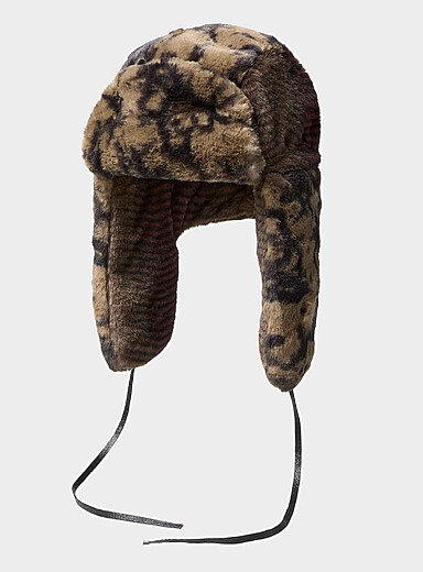 Kangol Mossy Green Faux-fur wild pattern trapper hat for men