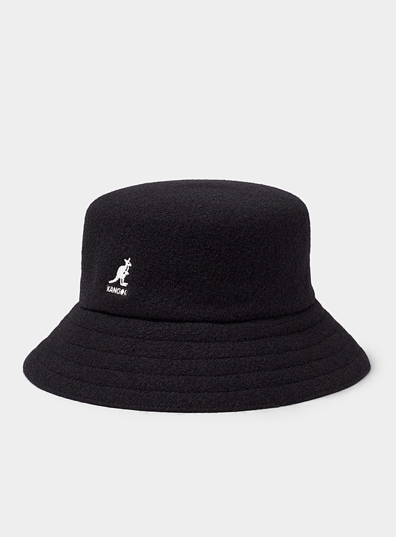 Kangol Black Embroidered logo wool bucket hat for women