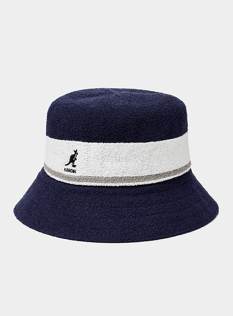 Kangol Navy/Midnight Blue Contrast stripe terry bucket hat for women