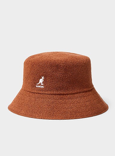 Embroidered logo boucl&eacute; terry bucket hat