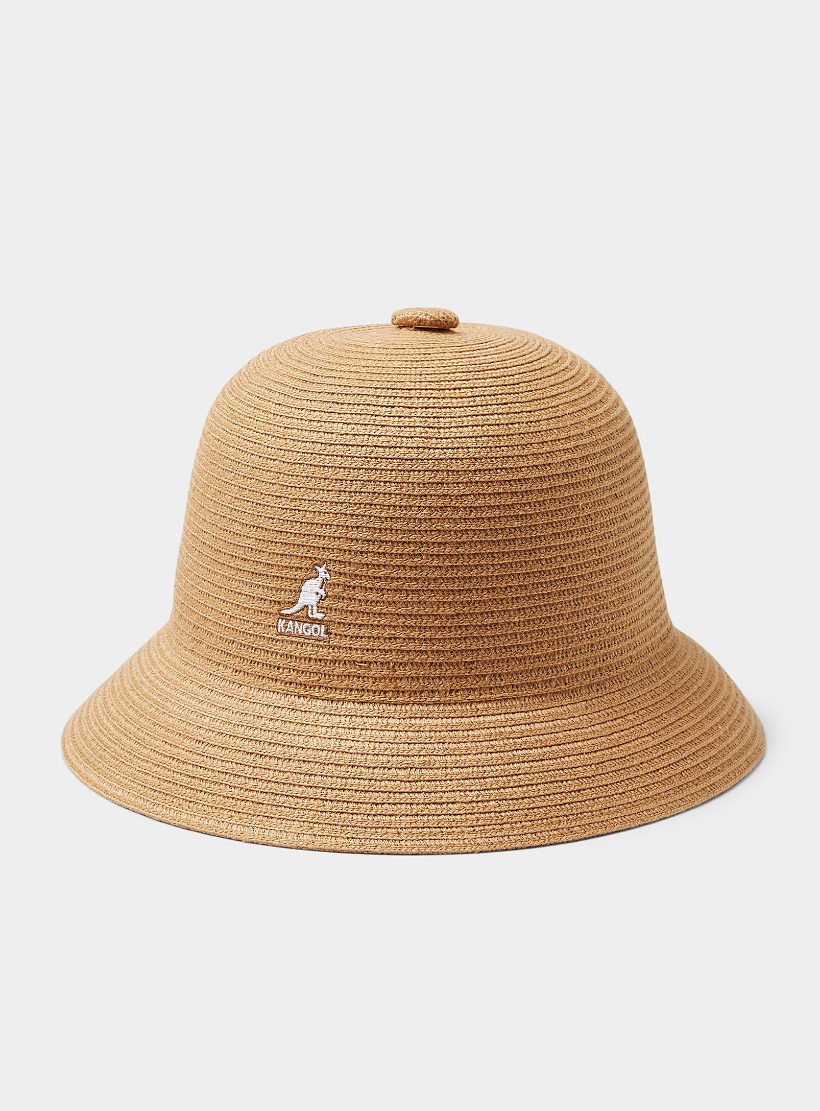 Kangol Ribbed Linen Bucket Hat In Light Brown
