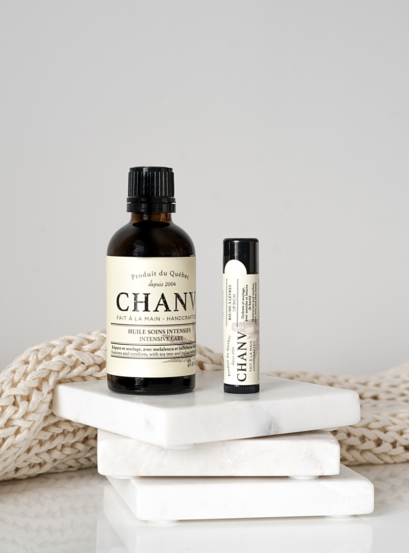 Chanv: L'ensemble huile soins intensifs et baume à lèvres Beige crème