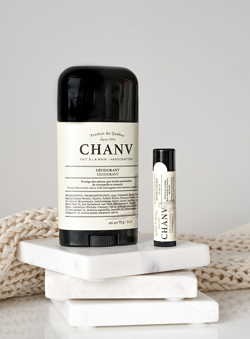 Chanv: L'ensemble déodorant et baume à lèvres Beige crème