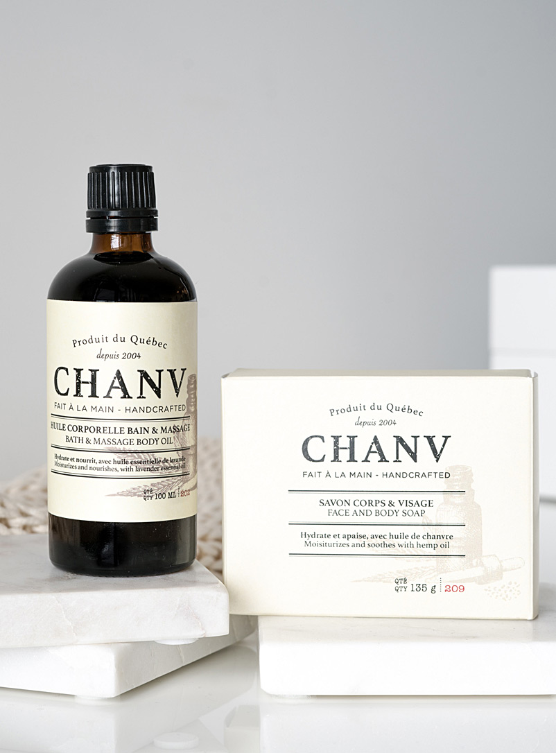 Chanv: L'ensemble huile corporelle et savon Beige crème