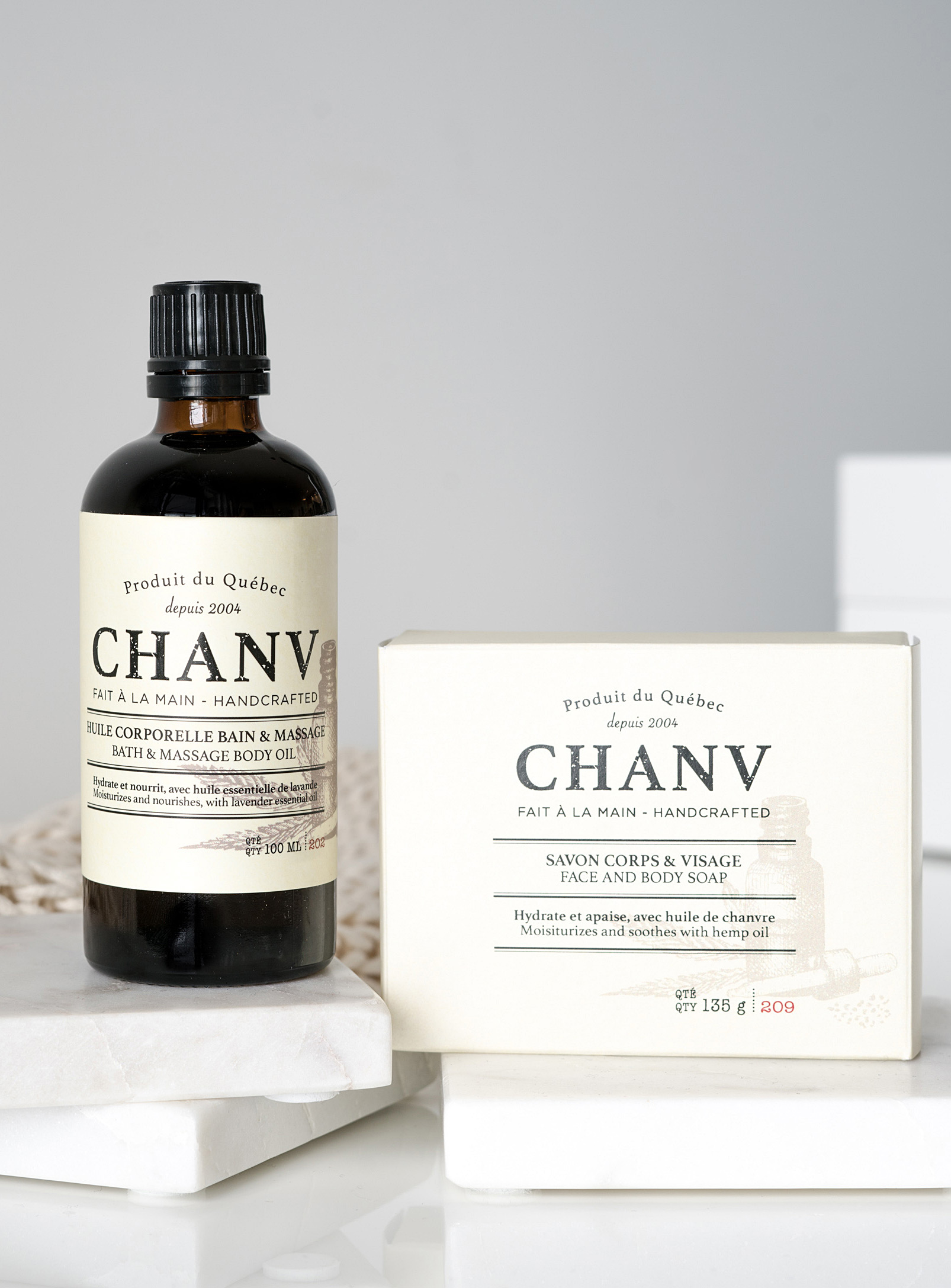 Chanv - L'ensemble huile corporelle et savon
