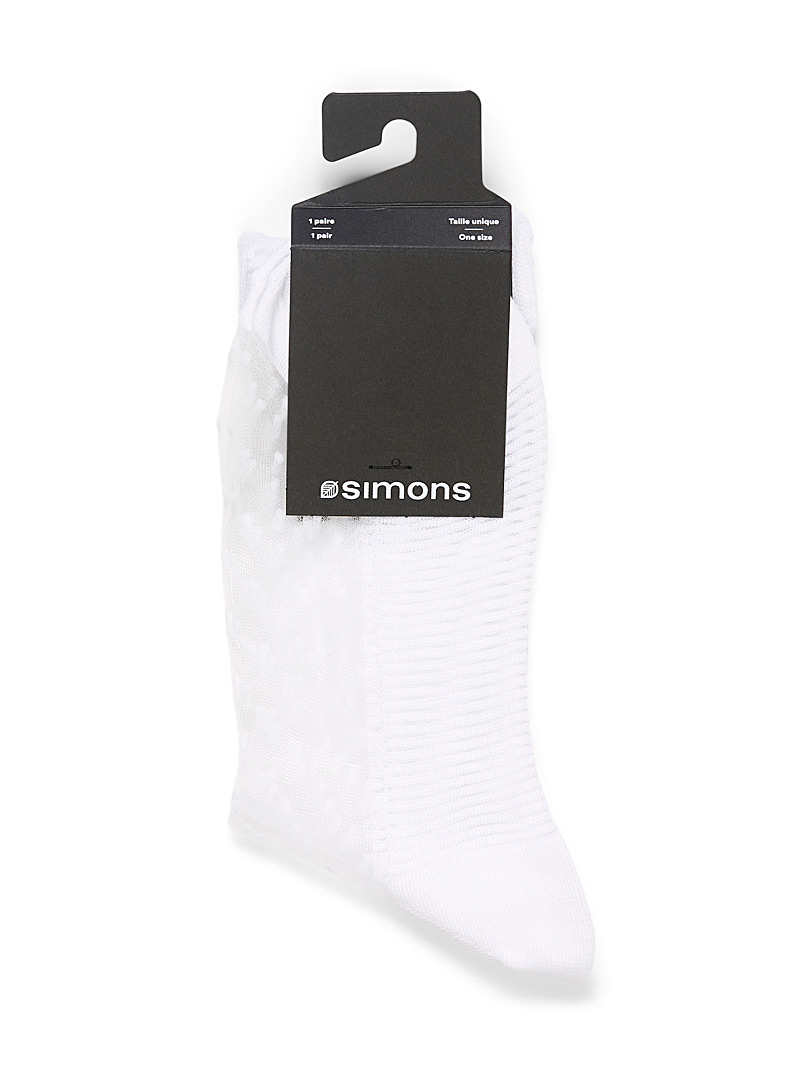 Simons Black Mini-pattern sheer socks for women