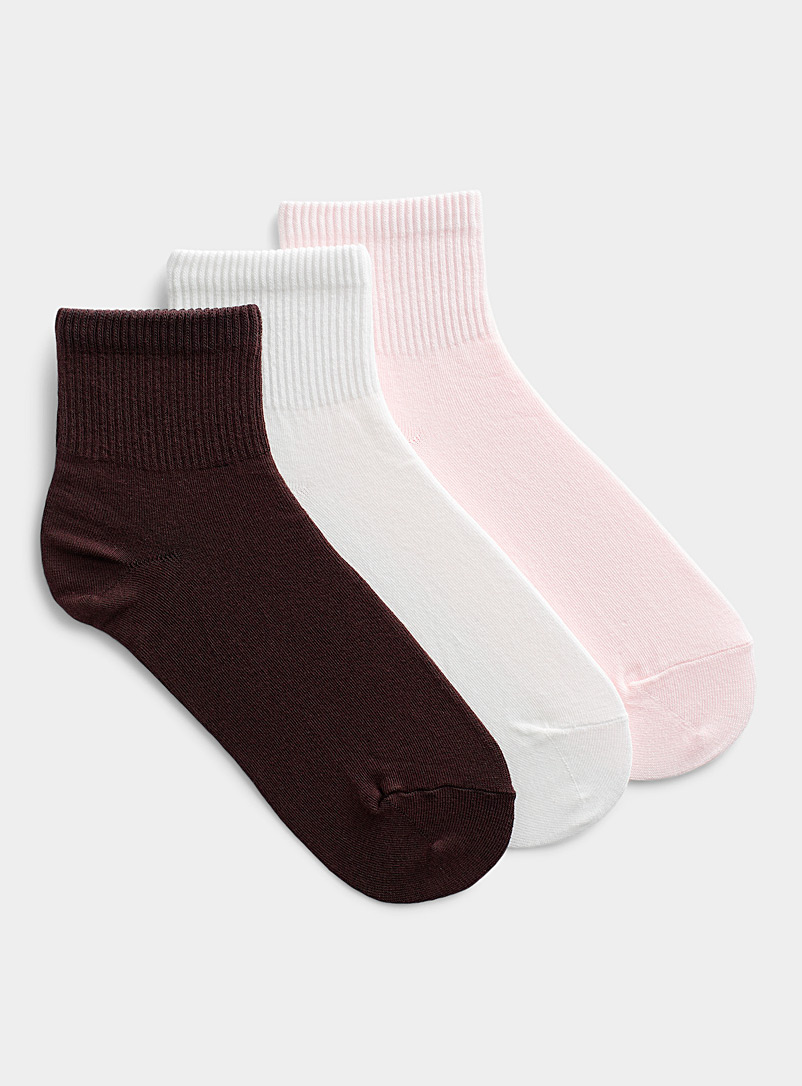 Simons Brown Colourful ankle socks Set of 3 for women
