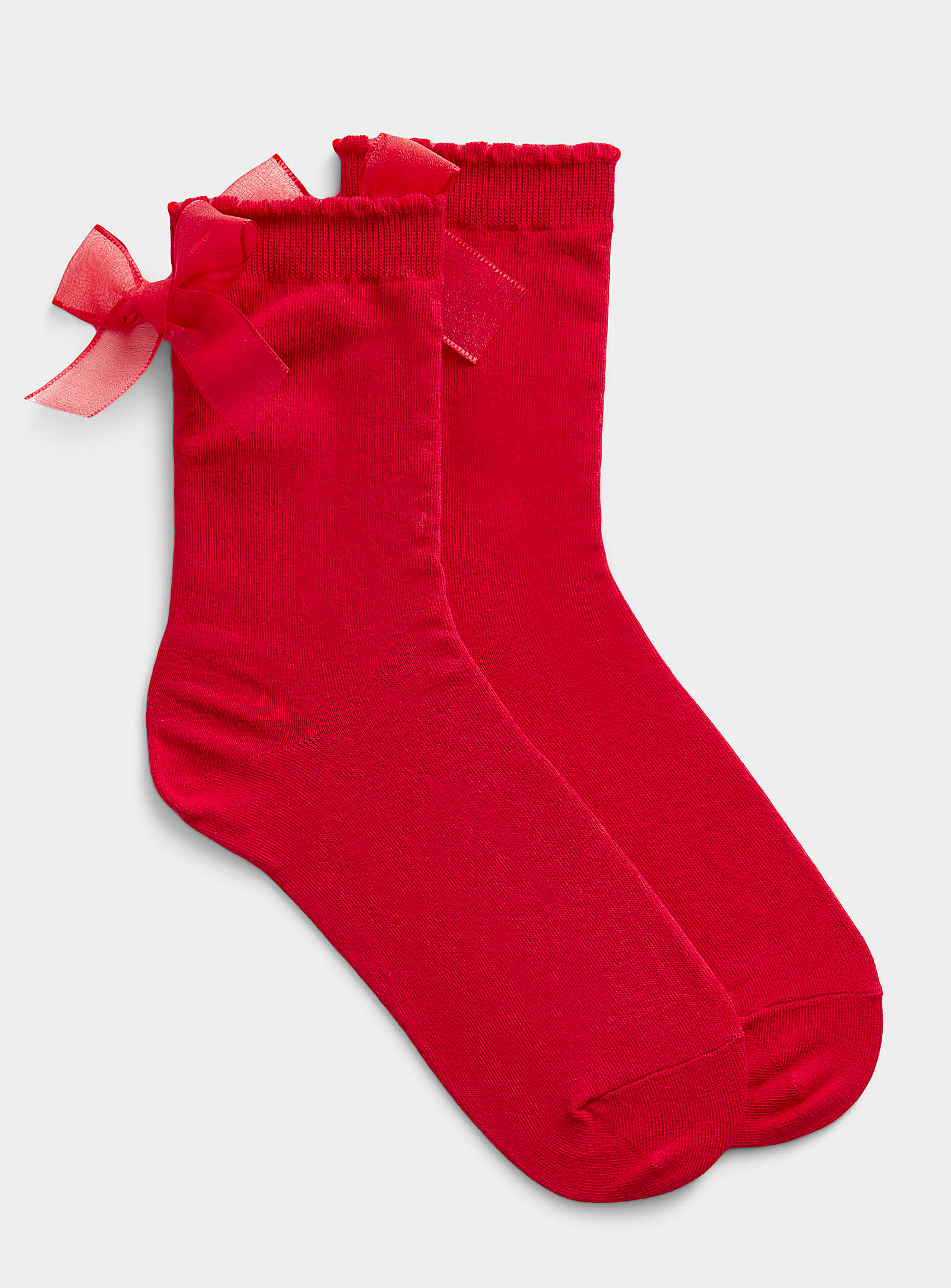 Simon's Delicate Bow Socks In Red