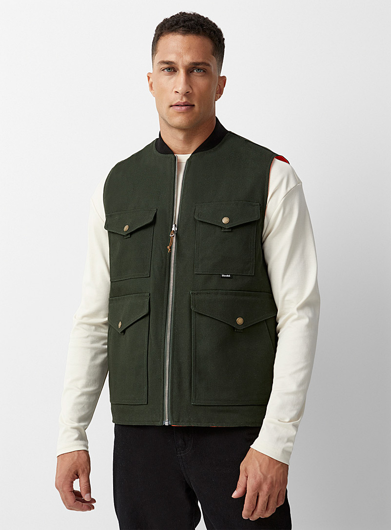Hooké Mossy Green Reversible hunting vest for men