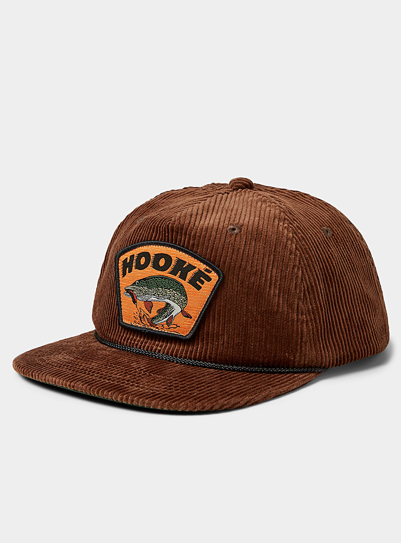 Hooké Medium Brown Biting pike corduroy cap for men