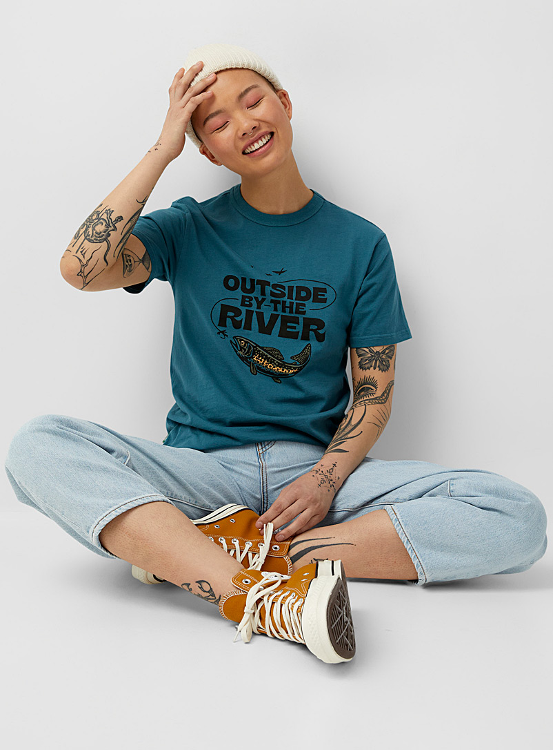 Hooké: Le t-shirt pêche sportive Bleu pour femme