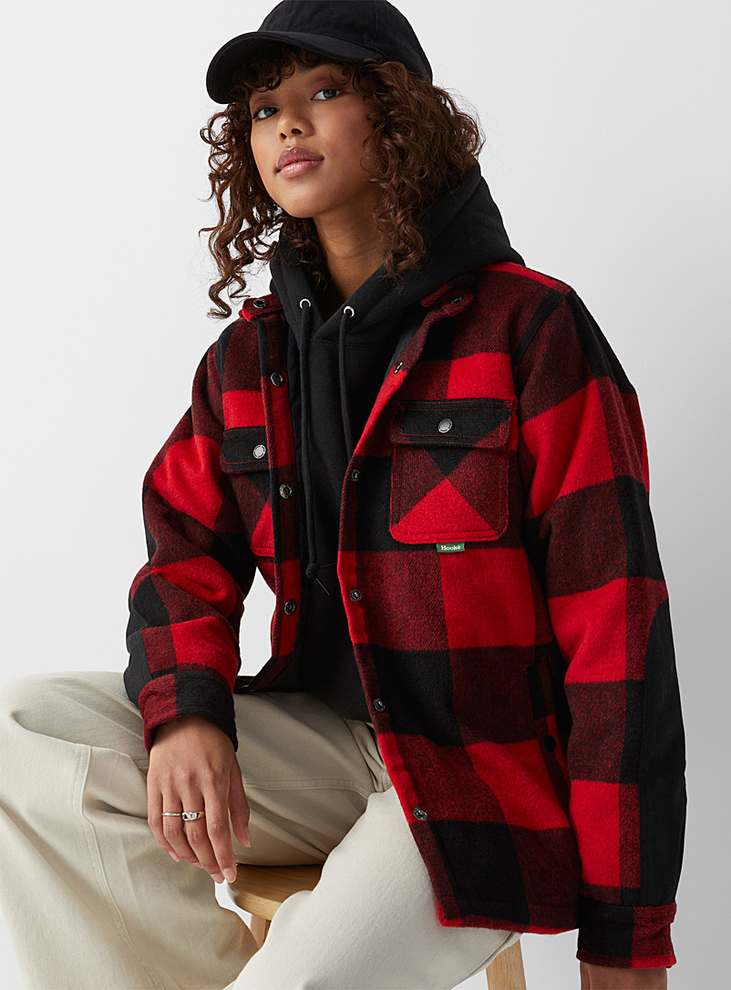 Hooké Patterned Red Canadian flannel overshirt for women