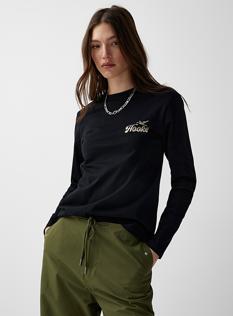 Hooké: Le t-shirt herbes hautes et canard Noir pour femme
