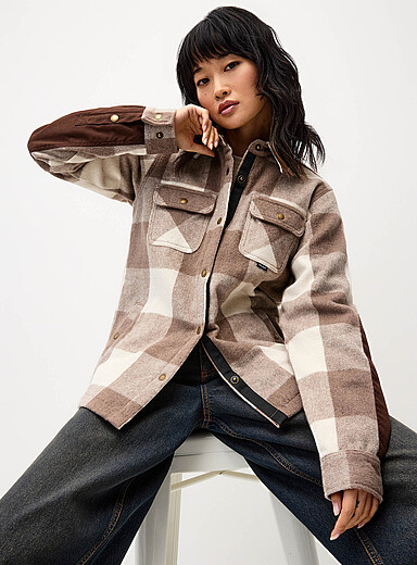 Hook&eacute; Taupe Insulated Canadian bark overshirt for women