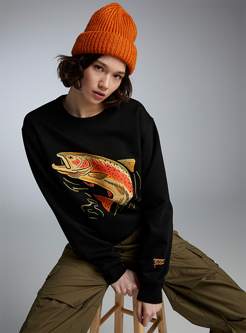 Hooké Black Rainbow trout sweatshirt for women