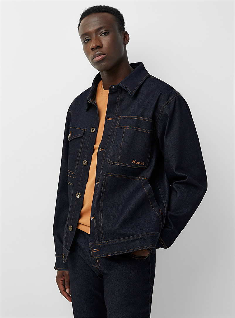 Hooké: La veste de jean travailleur Trucker Bleu pour homme
