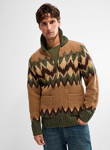 Boreal jacquard shawl-collar cardigan