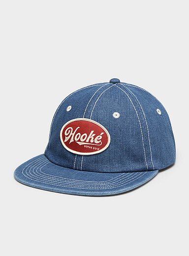 Hook&eacute;: La casquette denim &eacute;cusson vintage Bleu pour homme