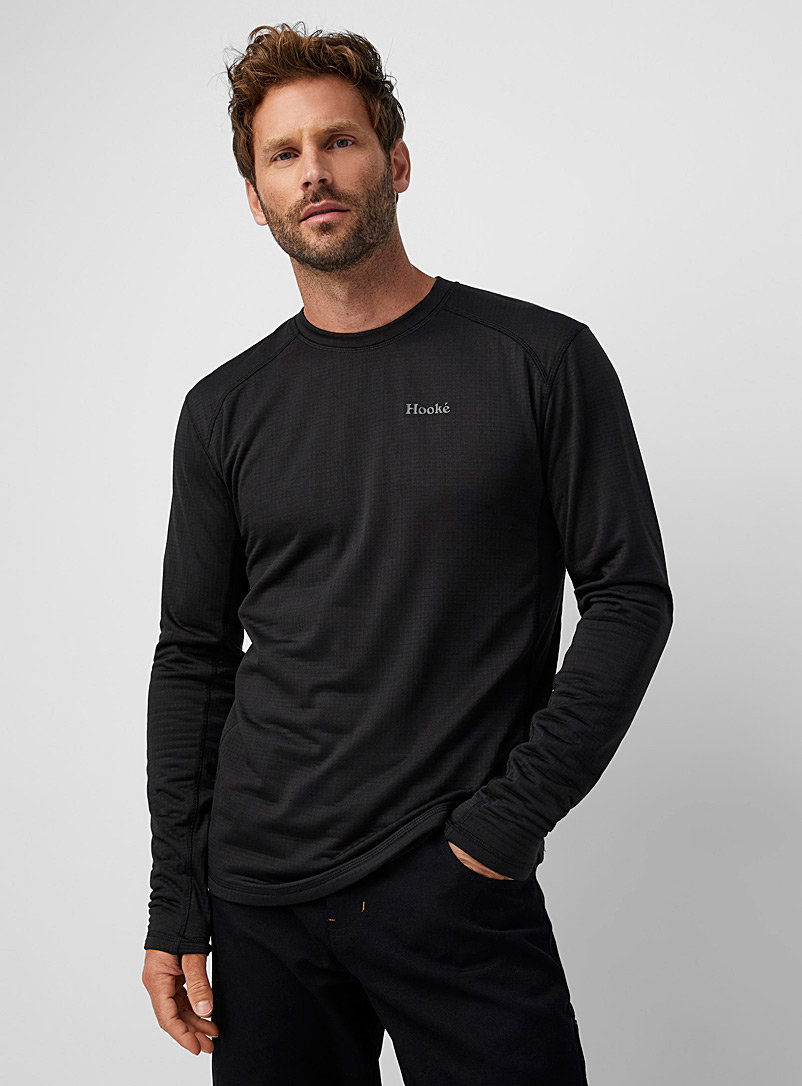 Hooké: Le t-shirt quadrillé doublé polaire Noir pour homme